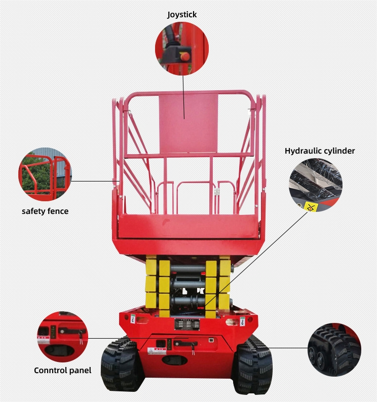 Outdoor Aerial Work Platforms Rough Terrain 300kg 6m 10m 12m 14m Self Propelled Electric Hydraulic Crawler Track Scissor Lift