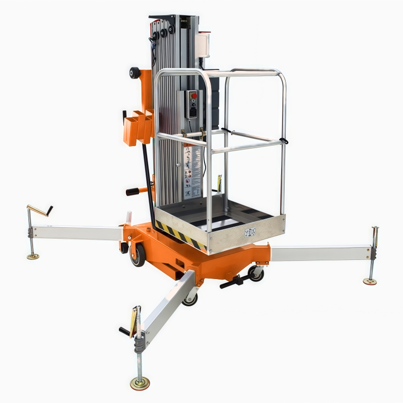 Single-Mast Vertical Lift Max. Warehouse Storage Areas Access Goods on High Shelves.