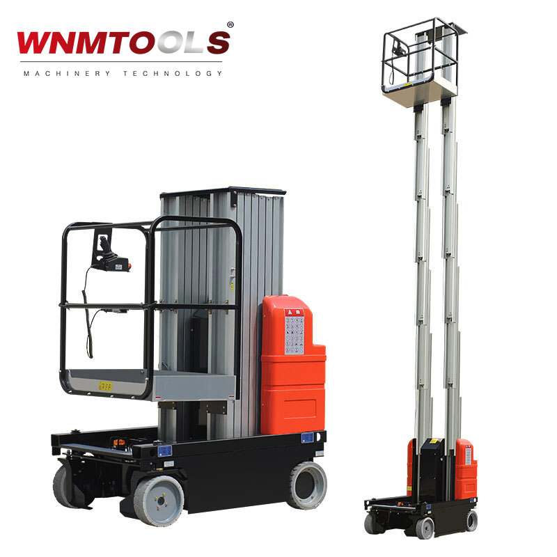 4m 6m 8m 10m Lifting Height Adjustable Mobile Electric Single Mast Aluminum Alloy Mast Lift Work Platform