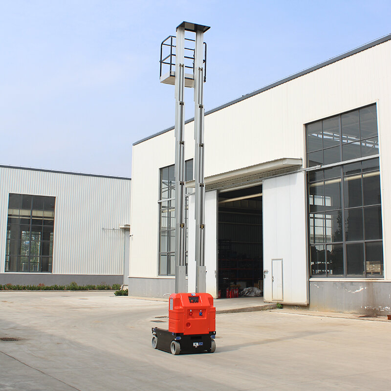 4m 6m 8m 10m Lifting Height Adjustable Mobile Electric Single Mast Aluminum Alloy Mast Lift Work Platform