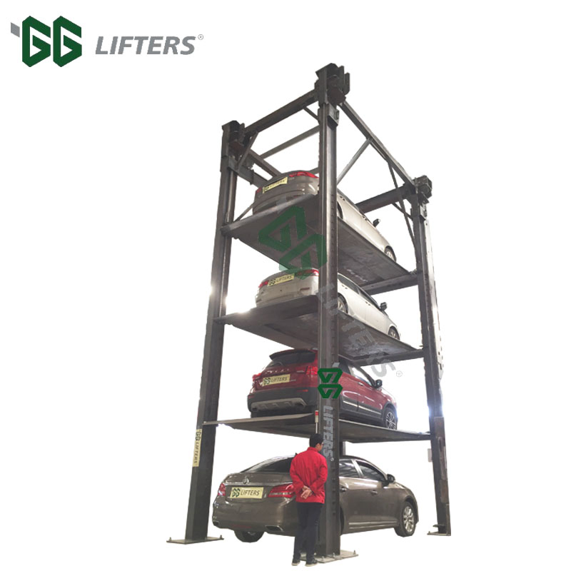4 post smart quad stacker parking lift hydraulic storage platform triple automatic car parking system