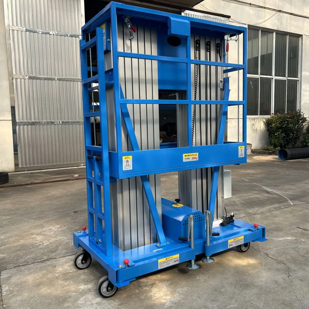Vertical Platform Lift Factory 6m-12m Double Masts Electric Aerial Platform Man Lift Aluminum Lift Table