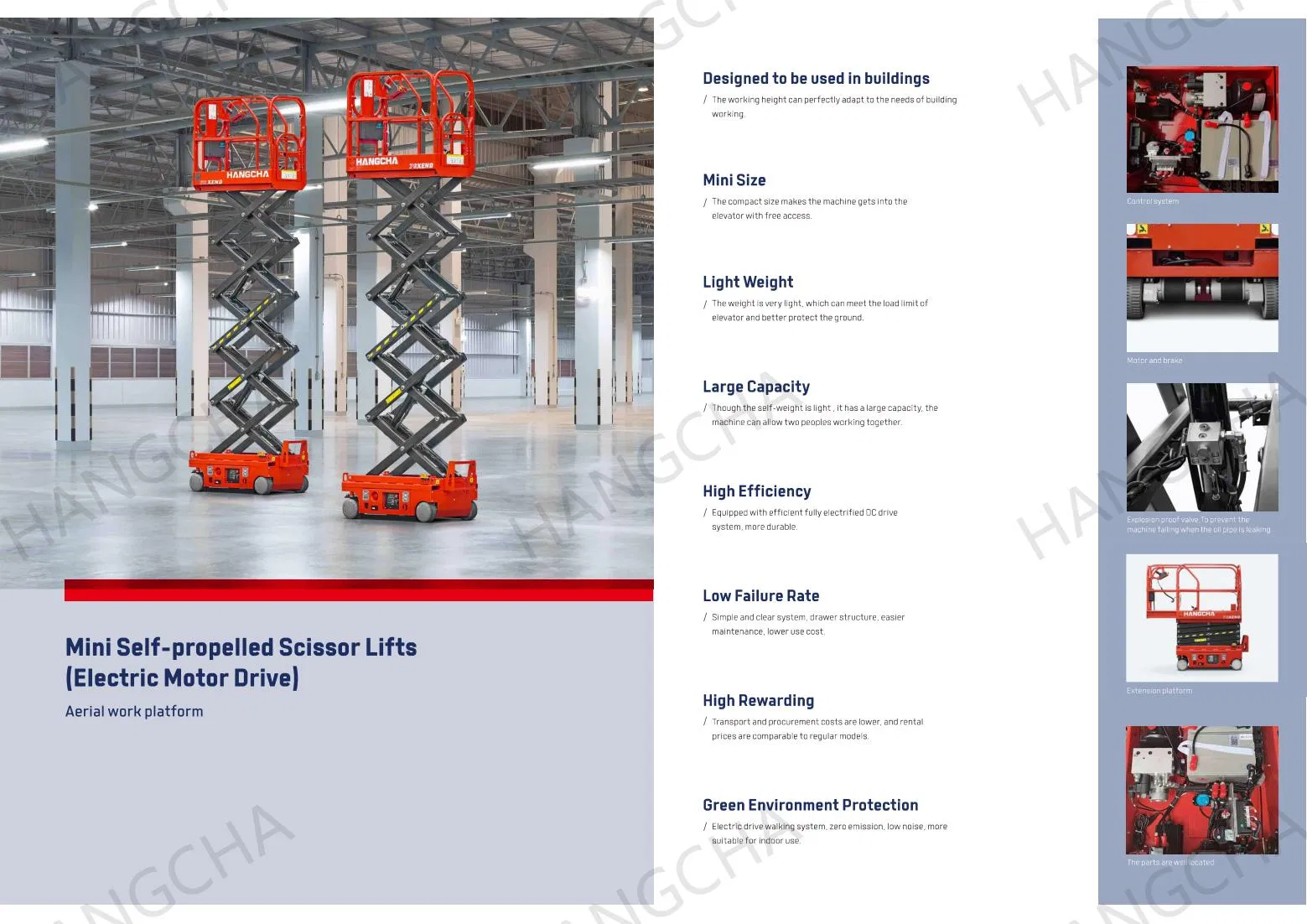 6m Scissor Lift Aerial Work Platforms Hangcha Brand 60xend