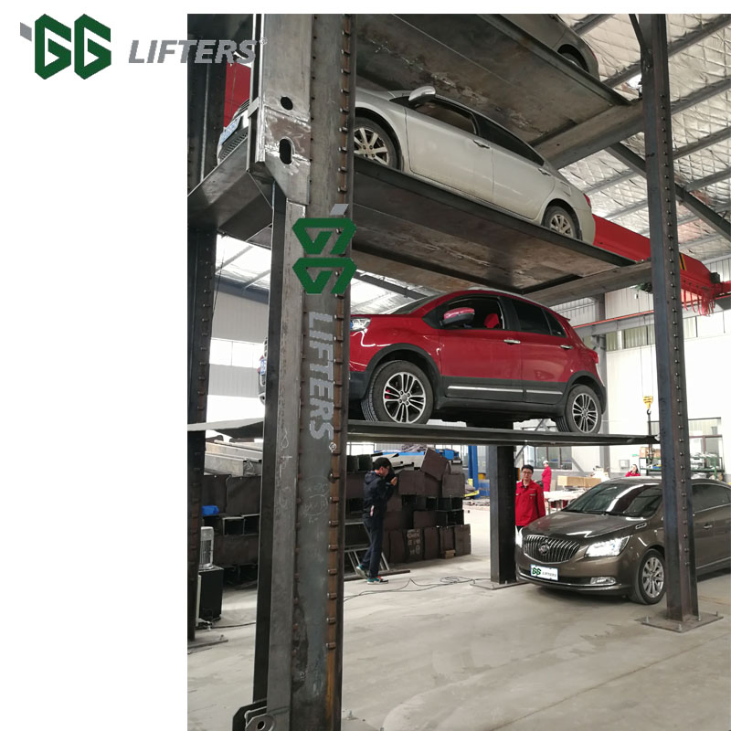 4 post smart quad stacker parking lift hydraulic storage platform triple automatic car parking system