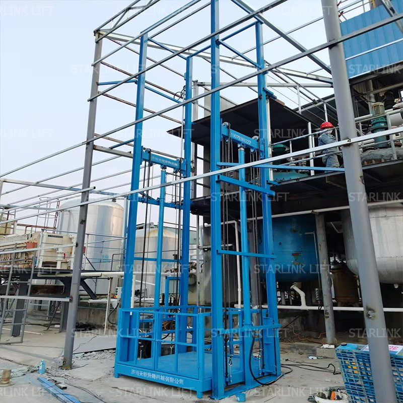 2t 3t 5t CE Customized Warehouse Cargo Lift Industrial Cargo Lift High Quality Vertical Hydraulic Guide Rail Cargo Lift