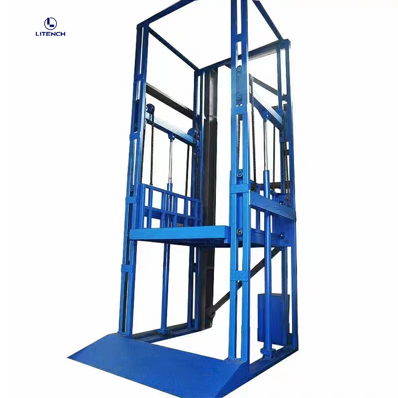 Lifting Height 3-15 Meters Hydraulic Lift Warehouse Guide Rail Cargo Lift Platform