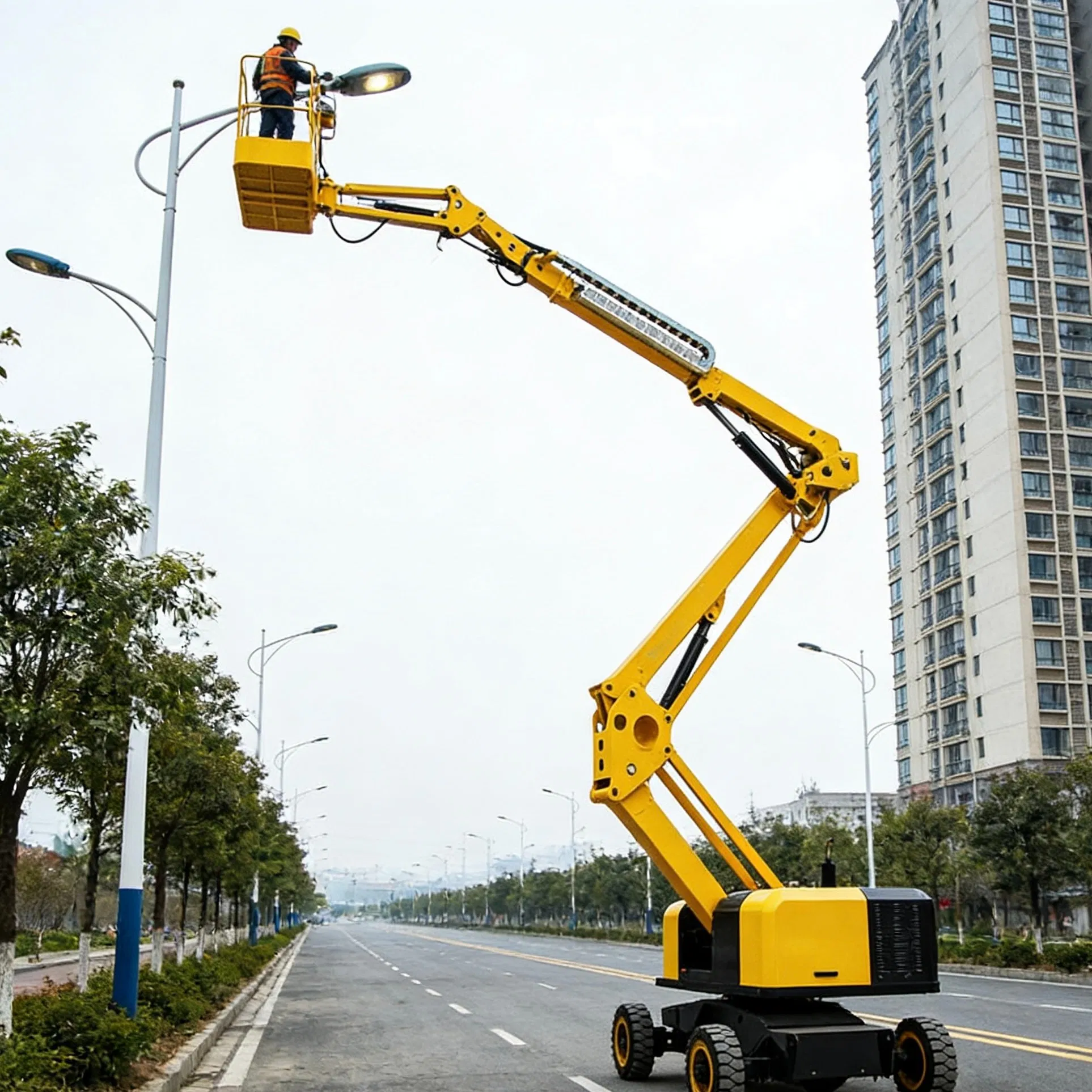 Intelligent Anti-Tilt Articulated Boom Lift with Real-Time Safety Monitoring Alarm System