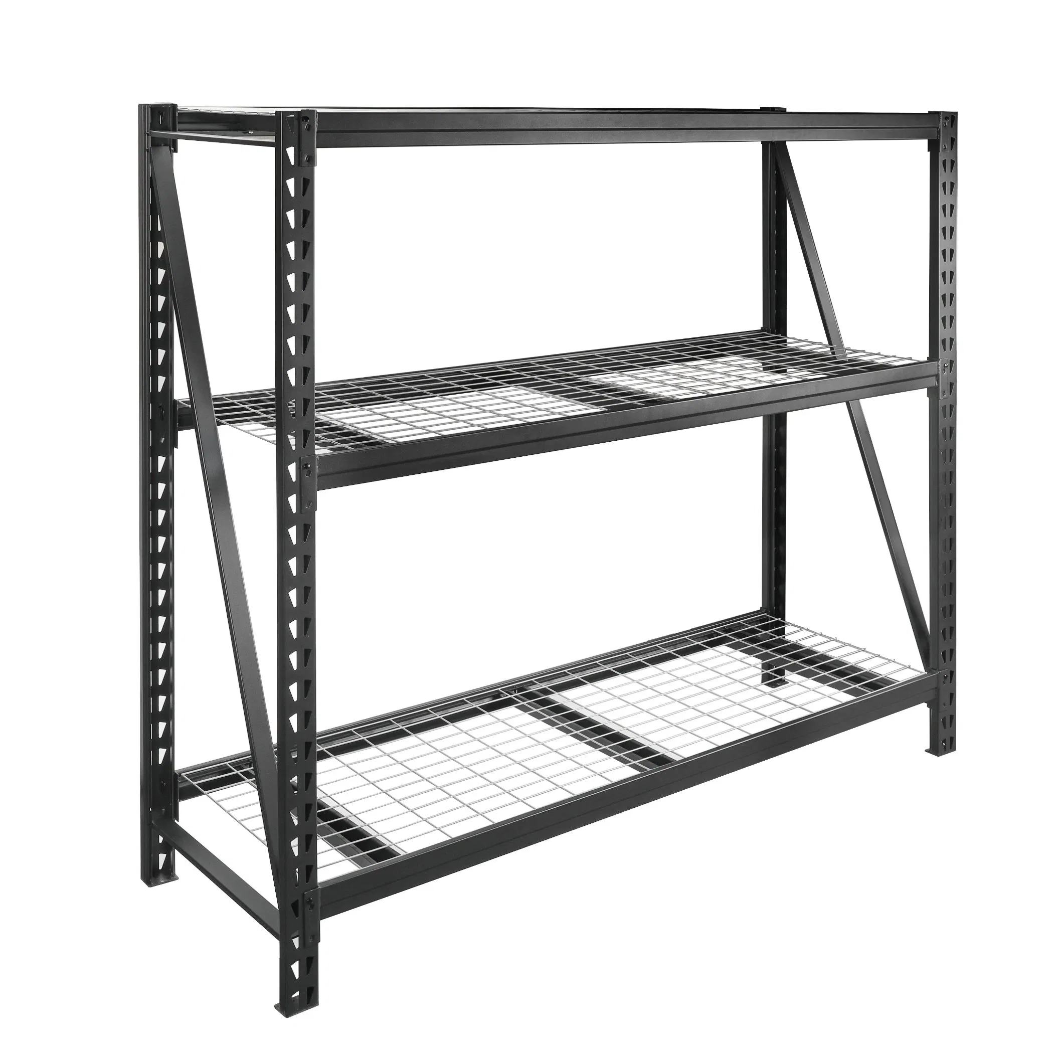 Steel 3-Tier Storage Shelf Unit 72-Inch-H X 77-Inch-W X 24-Inch-D, 6000lb Total Capacity, Black