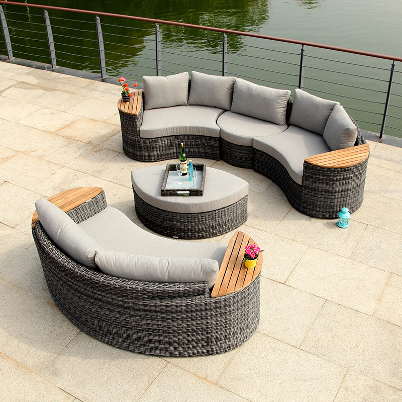 Aluminum Table Top Texture Chair 6 Person Outdoor Garden Dining Furniture Set