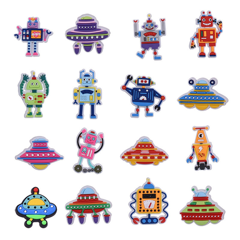 Strange Robot PVC Soft Rubber Shoes with Decorative Buckles, Hole Shoes, Shoe Flowers, Shoe Buckles, DIY Shoe Accessories Available in Stock on Amazon.