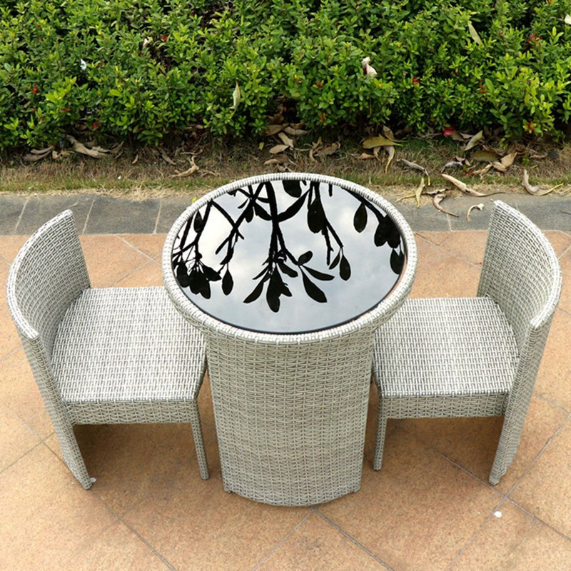 Aluminum Table Top Texture Chair 6 Person Outdoor Garden Dining Furniture Set