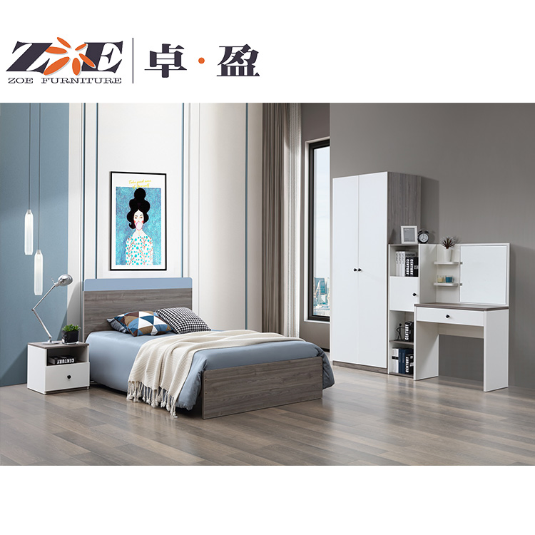 Custom Apartment House Project Furniture Wooden MDF Single Bedroom Furniture