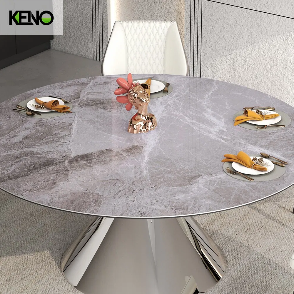 Luxury Room Aluminium Alloy Leg Set Sintered Stone Dining Table Furniture