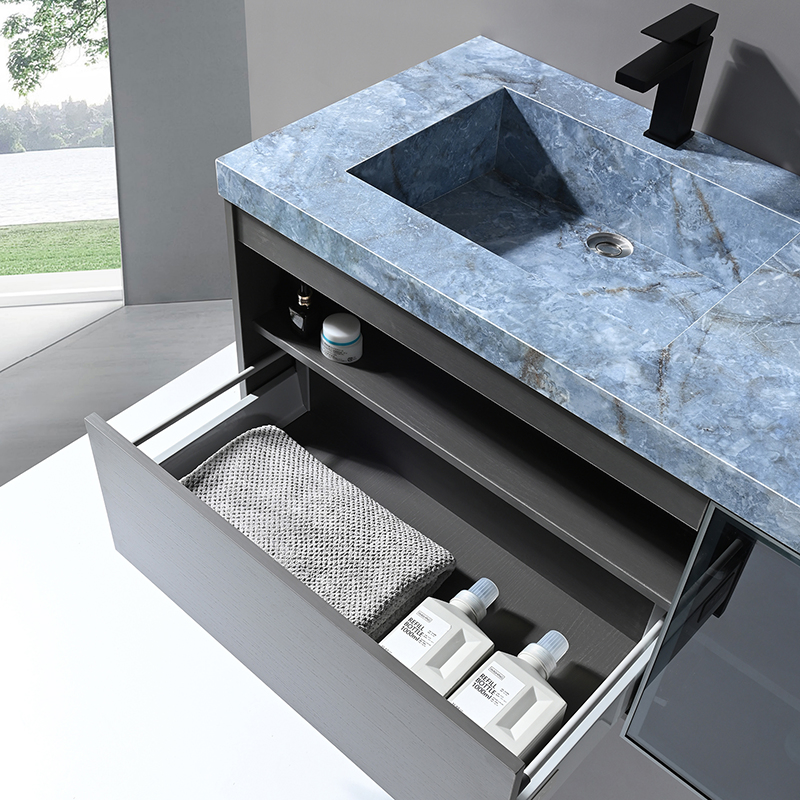 High Quality Vanity Plywood Bathroom Cabinet in Double Slab Sink