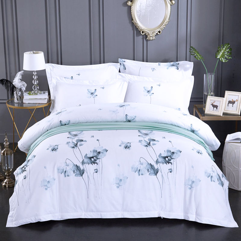 100% Cotton Queen Size 4 PCS Printing Comforter Set Home Hotel Textile