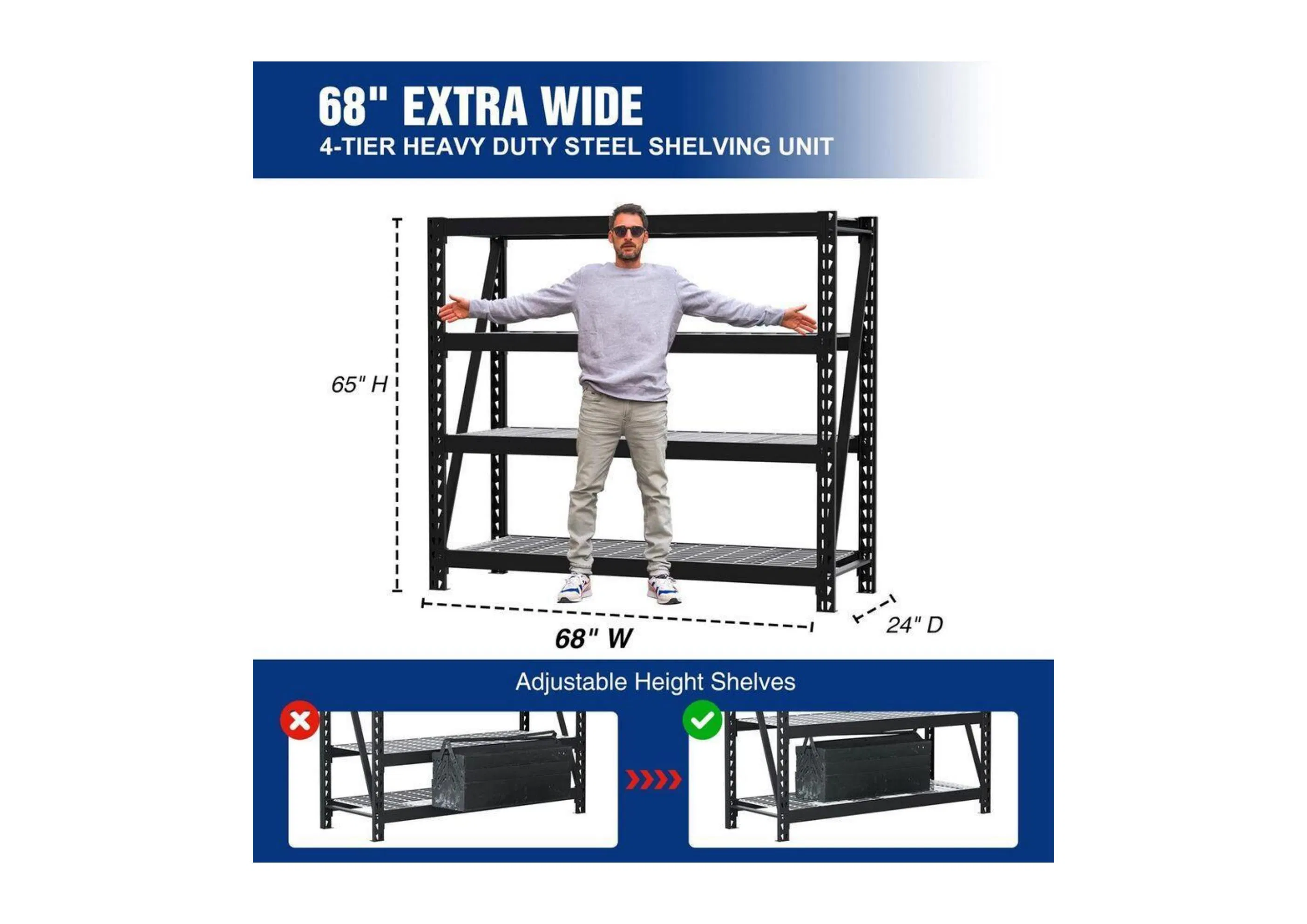 Adjustable Heavy Duty Storage 4-Tier Metal Wire Shelving Unit