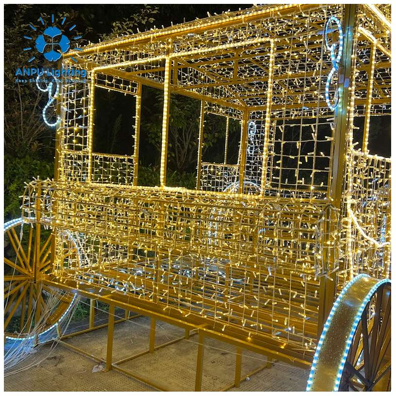 Outdoor Waterproof LED Pumpkin-Shaped Vehicle Pattern Lighting Fixture - an Extremely Attractive Christmas Decorative Lighting Sculpture