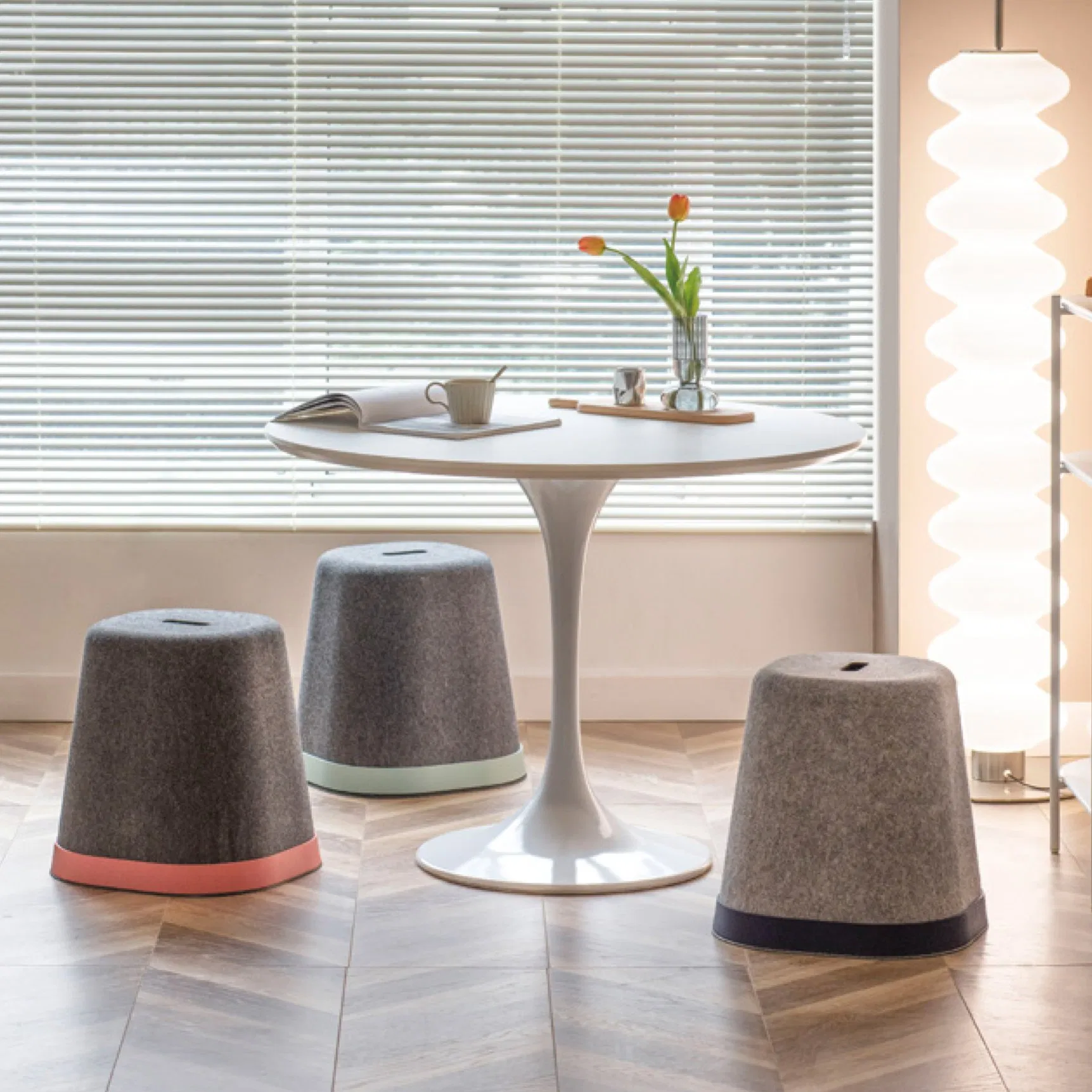 Hot Sale School Bamboo Leisure Office Furniture Felt Stool