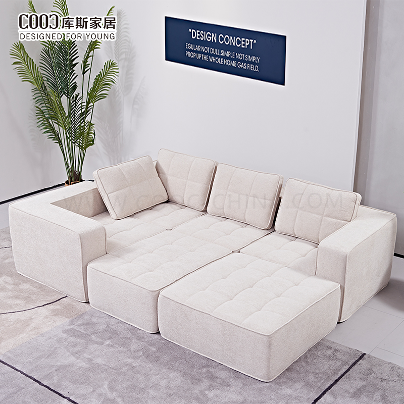 Foshan Factory Wholesale Modern Luxury Frameless Sponge Corner Sectional Sofa Set Living Room Home Hotel Upholstered Vacuum Compressed Modular Sofa Furniture