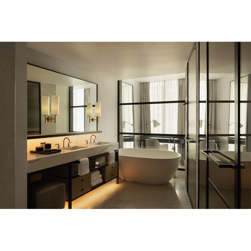 Hotel Furniture One-Stop Service Wall Mounted Vanity Cabinet Mirror Wash Basin Bathroom Furniture