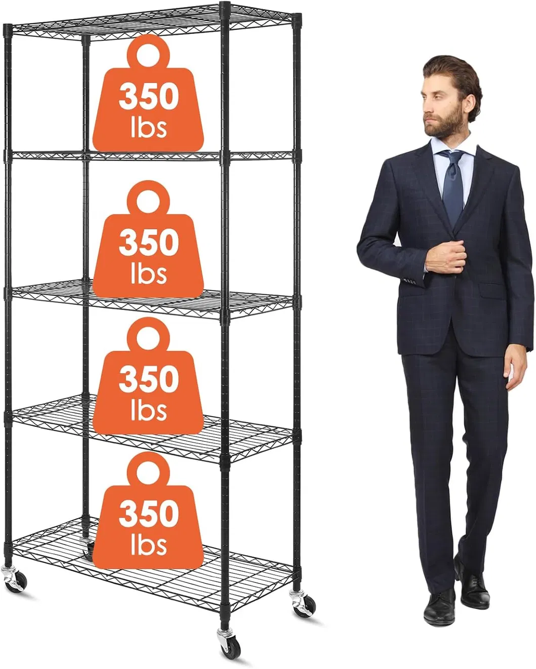 Five Tier Shelving Unit with Wheels