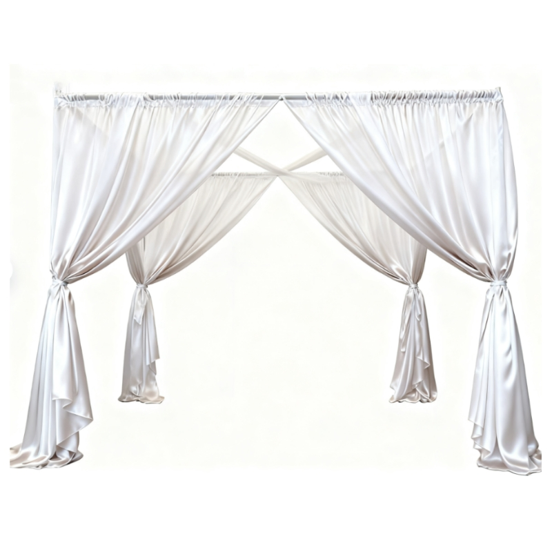 Elegant Satin Curtain Drape with Austrian Swag/Pleated for Wedding/Banquet/Show Decoration