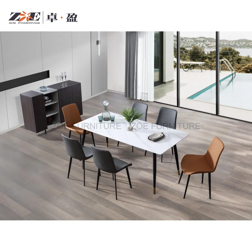 Foshan Home Luxury Art Dining Chair PU Leather Backrest Dining Room Furniture