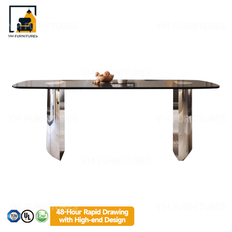 Custom Modern Stylish Glass Expandable Home Villa Round Dining Room Table Furniture