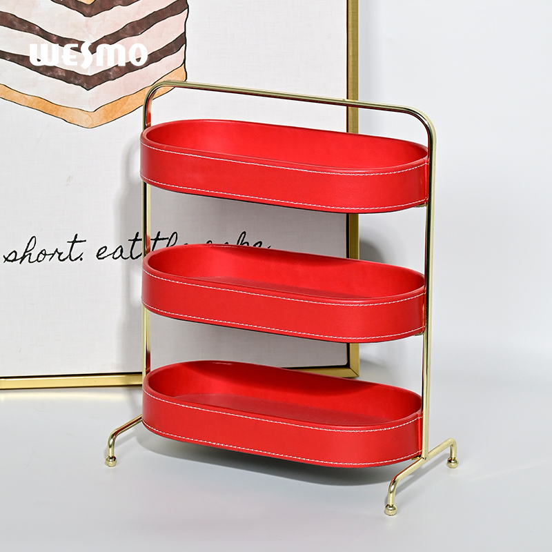 Red Home Accessories Desktop Storage Shelf Office Organization Storage Rack Tray