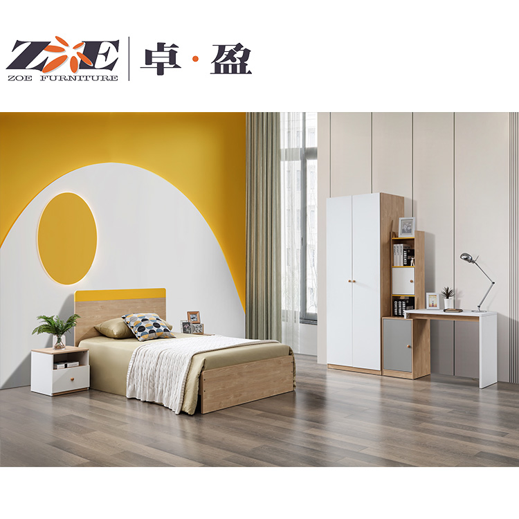 Custom Apartment House Project Furniture Wooden MDF Single Bedroom Furniture