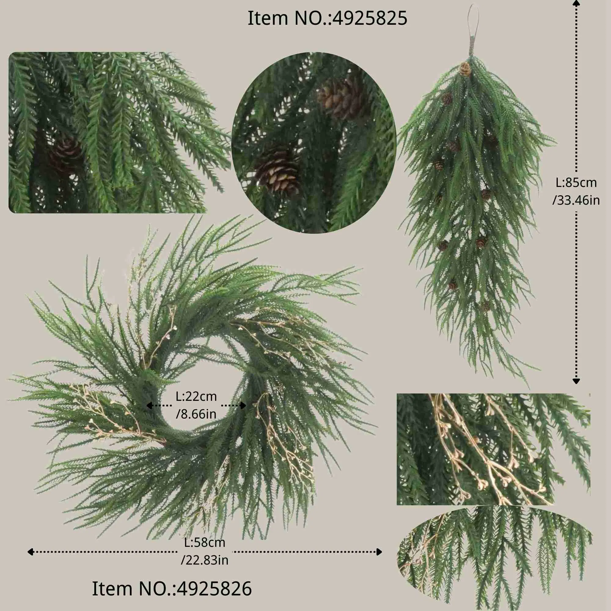 Bulk Deluxe Norfolk Pine Table Centerpiece Garland Wreath Home Christmas Decoration