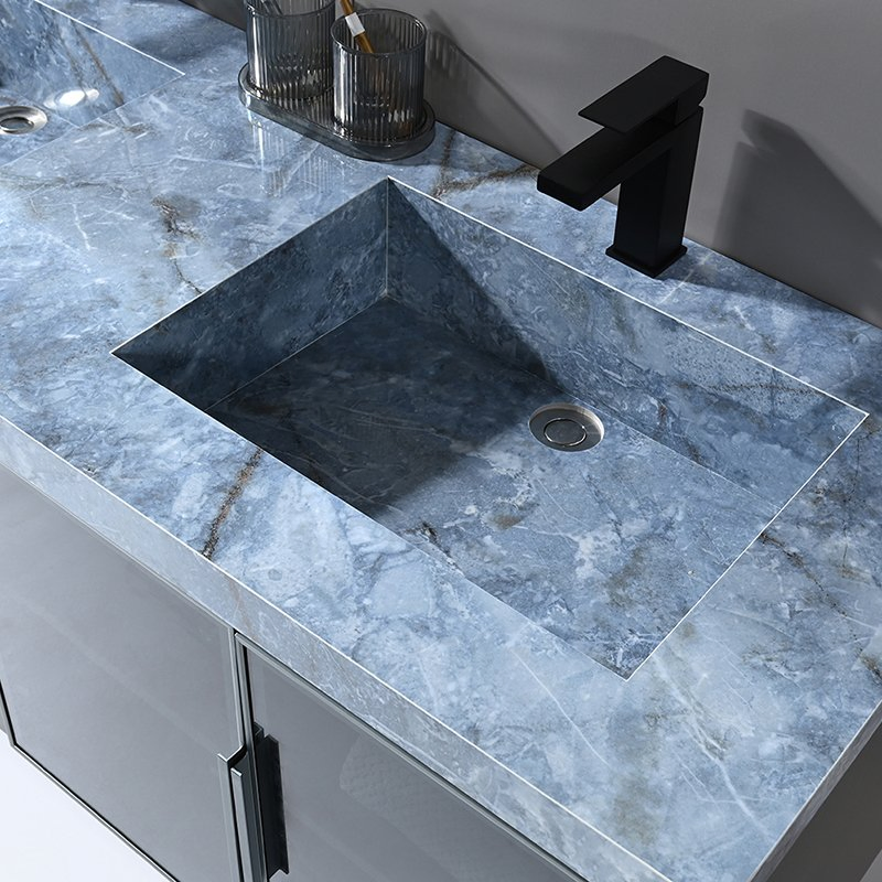 High Quality Vanity Plywood Bathroom Cabinet in Double Slab Sink