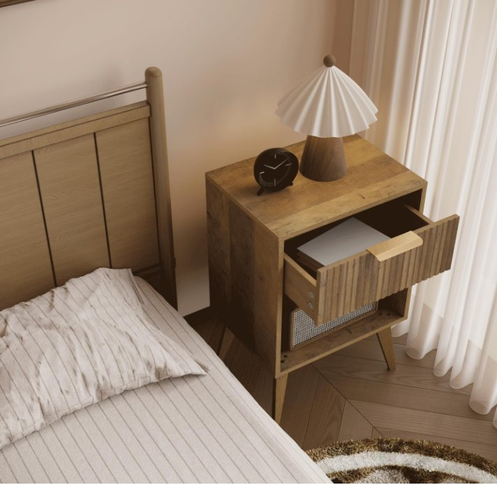 ND Table Side Table for Living Room, Bedroom, Caramel Oak