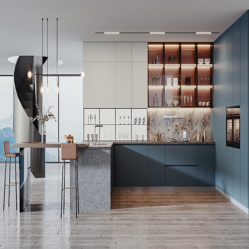 Modern Simple Design Laminated Plywood Kitchen Cabinet Furniture Guangzhou Manufacturer Wholesale