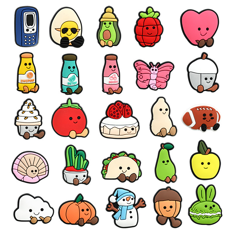 Fruit Toy PVC Soft Glue Drip Plastic Detachable Decorative Buckle for Hole Shoes Flower Shoe Buckle Cross-Border DIY Shoe Accessories in Stock