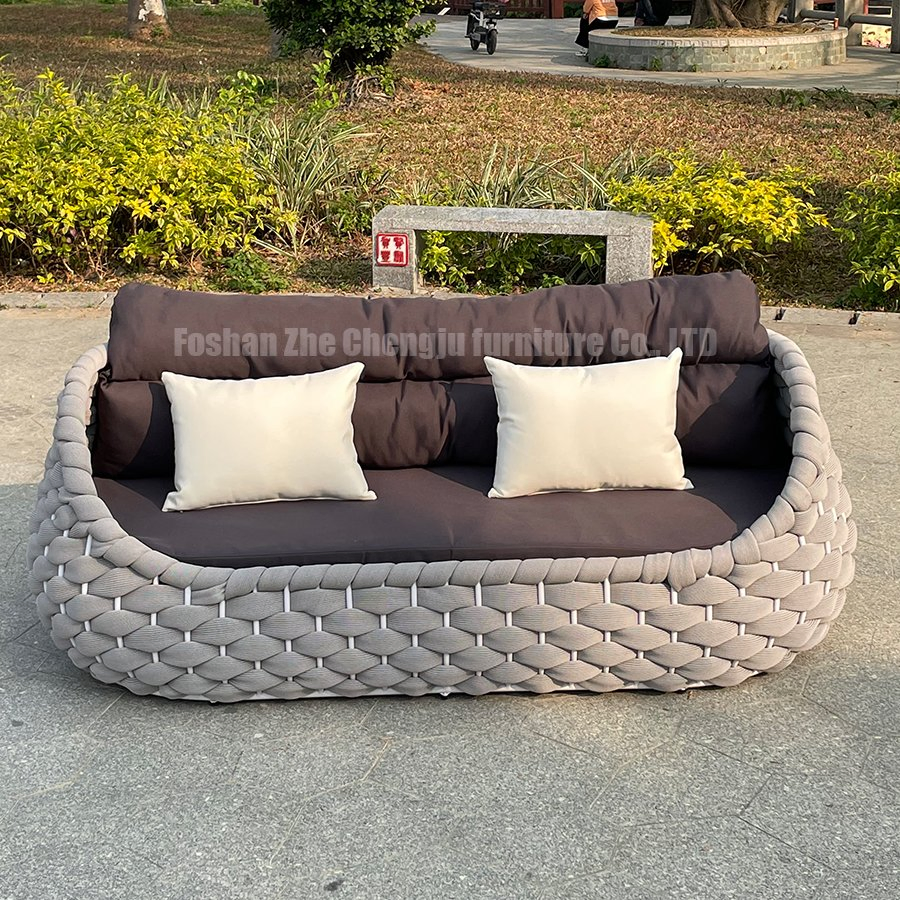 Popular Modern Balcony Hotel Lounge Chair Patio Aluminum Furniture Outdoor Garden Egg-Shaped Rope Sofa