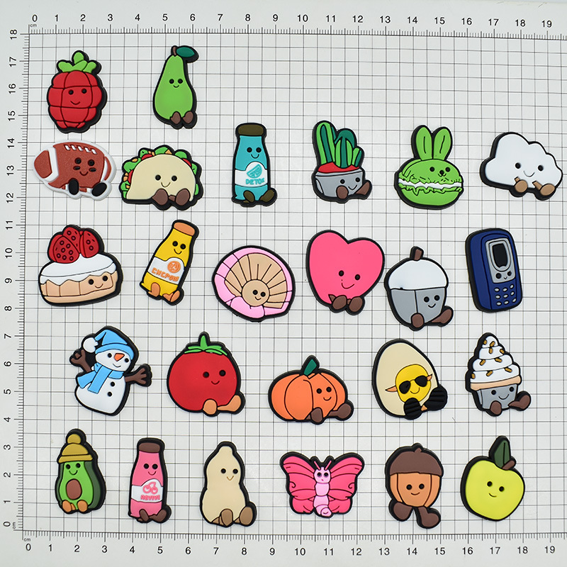 Fruit Toy PVC Soft Glue Drip Plastic Detachable Decorative Buckle for Hole Shoes Flower Shoe Buckle Cross-Border DIY Shoe Accessories in Stock