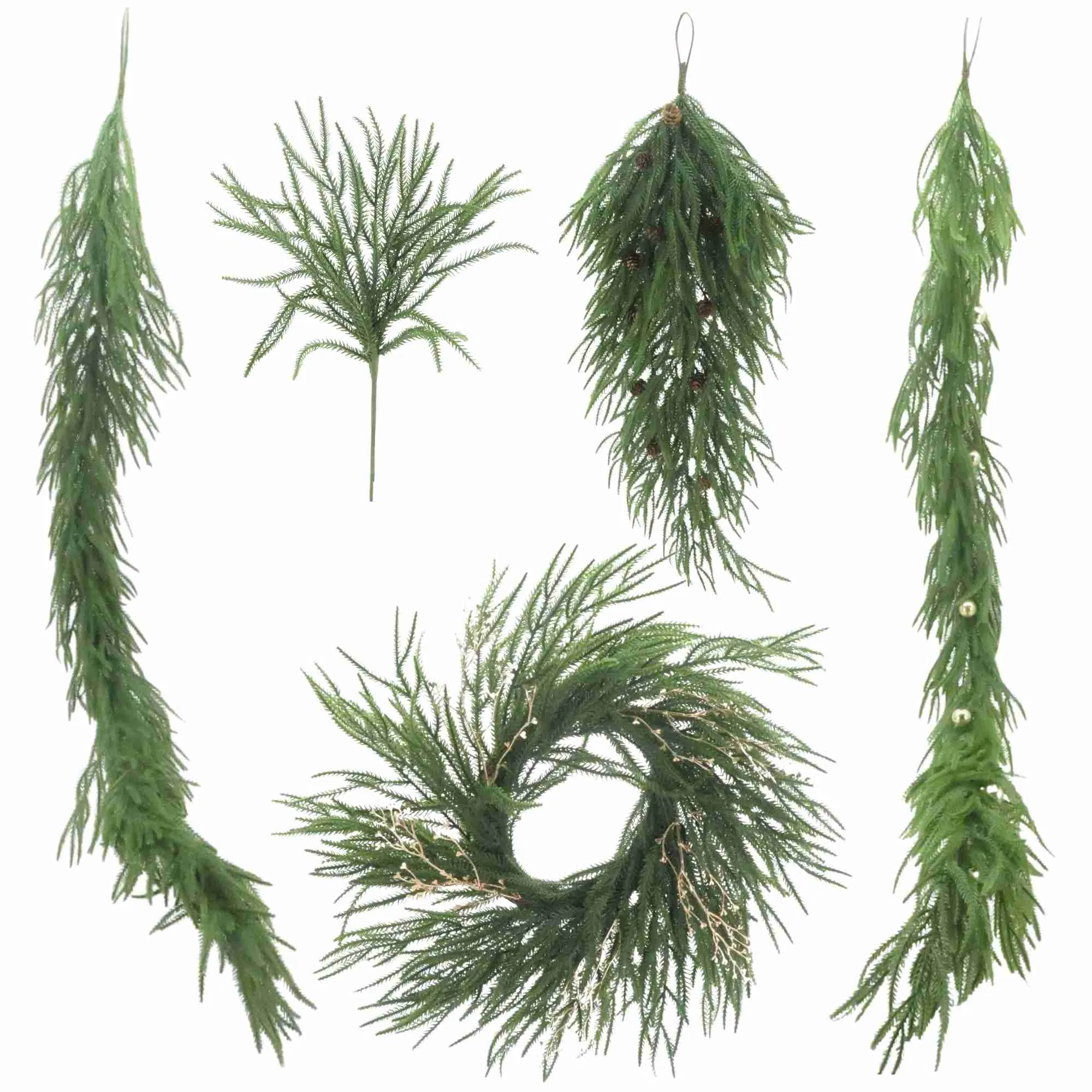 Bulk Deluxe Norfolk Pine Table Centerpiece Garland Wreath Home Christmas Decoration