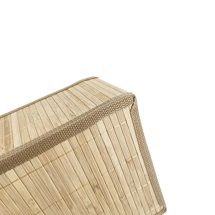 Classic Square Bamboo Storage Boxes Handwoven Natural Fiber Eco-Friendly and Folding Home Organization