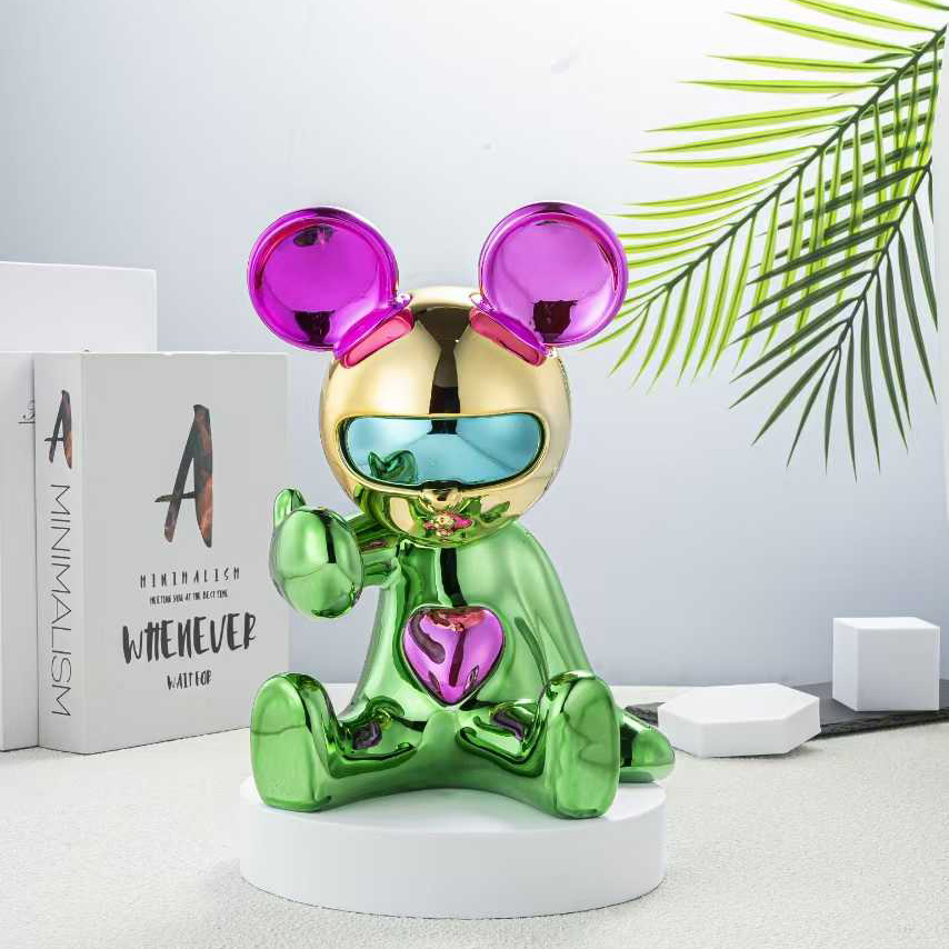 Guangdong Modern Art Decor Cartoon Figure Resin Bear Brick Statue Small Ornament Creative Fiberglass Resin Sculptures Abstract Hotel Office Home Decoration