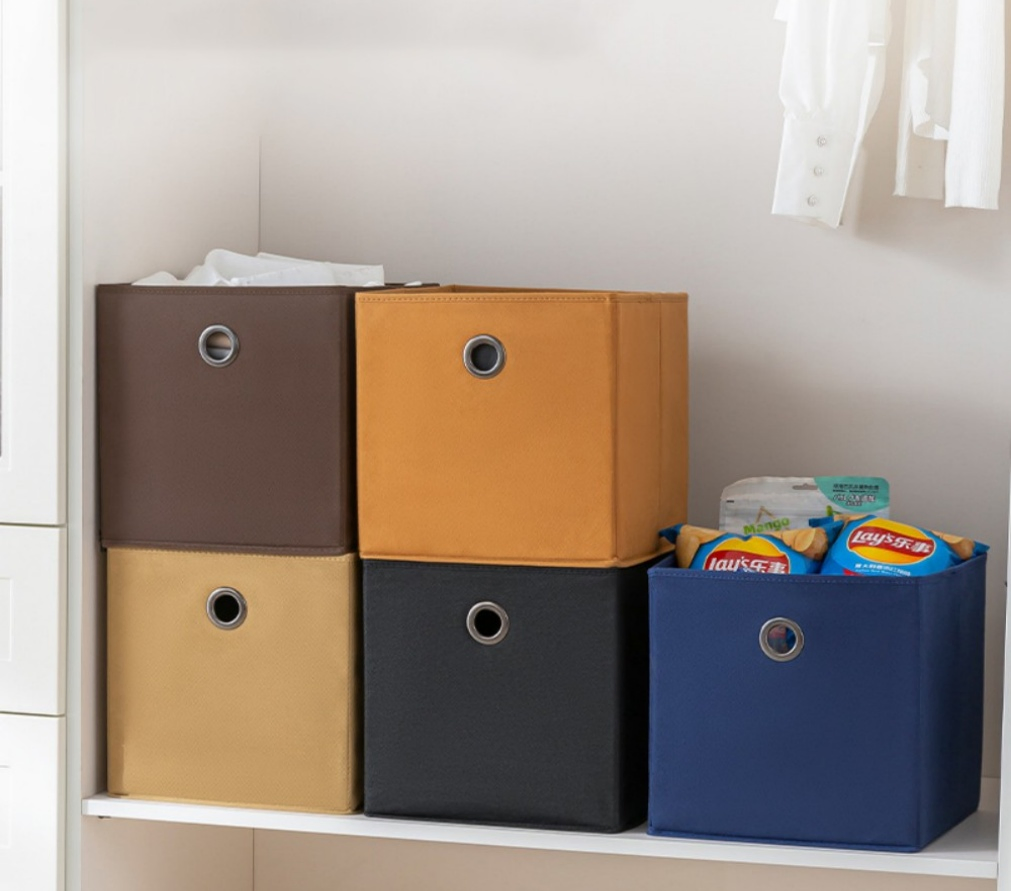 Compact Decorative Nonwoven Fabric Storage Organization with Strong Handles for Living Rooms