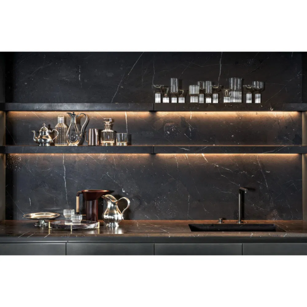 Glass Transparency Odor-Proof Aluminum Frame Glass Kitchen Furniture for Luxury Showrooms