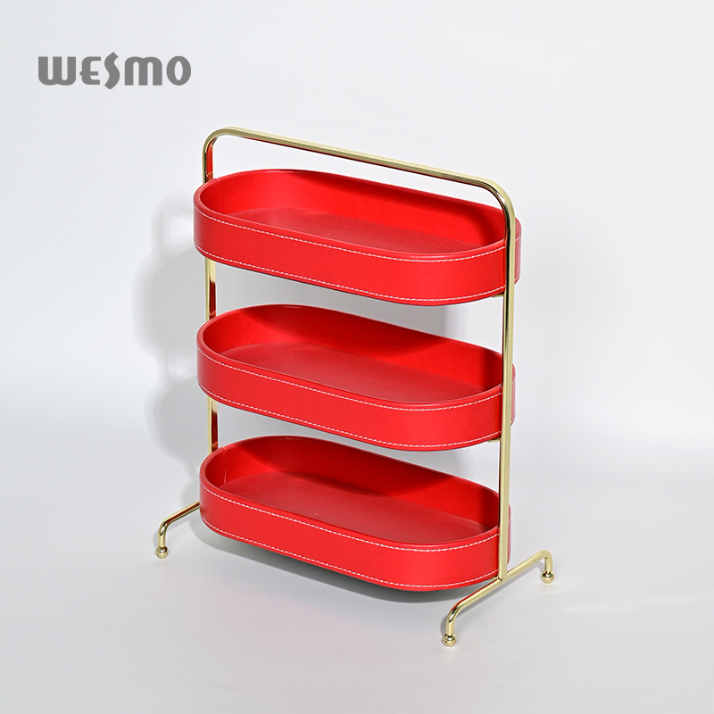 Red Home Accessories Desktop Storage Shelf Office Organization Storage Rack Tray