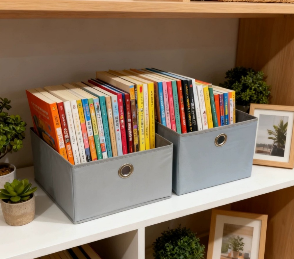 Compact Decorative Nonwoven Fabric Storage Organization with Strong Handles for Living Rooms