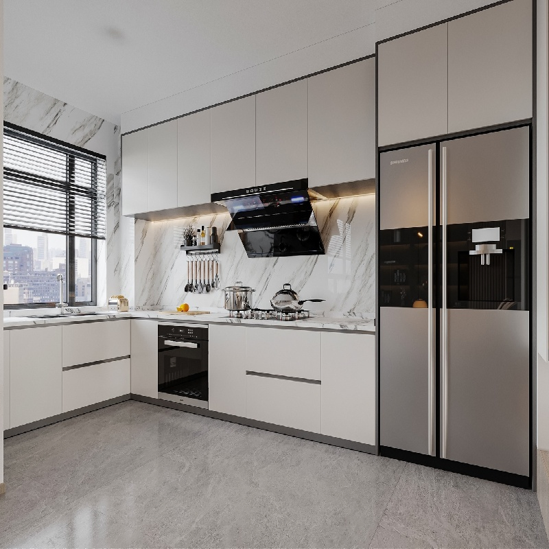 Modern Simple Design Laminated Plywood Kitchen Cabinet Furniture Guangzhou Manufacturer Wholesale