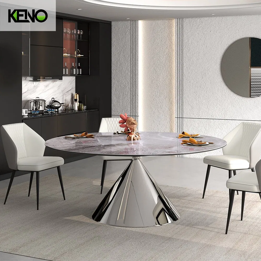 Luxury Room Aluminium Alloy Leg Set Sintered Stone Dining Table Furniture