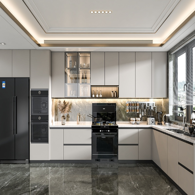 Modern Simple Design Laminated Plywood Kitchen Cabinet Furniture Guangzhou Manufacturer Wholesale