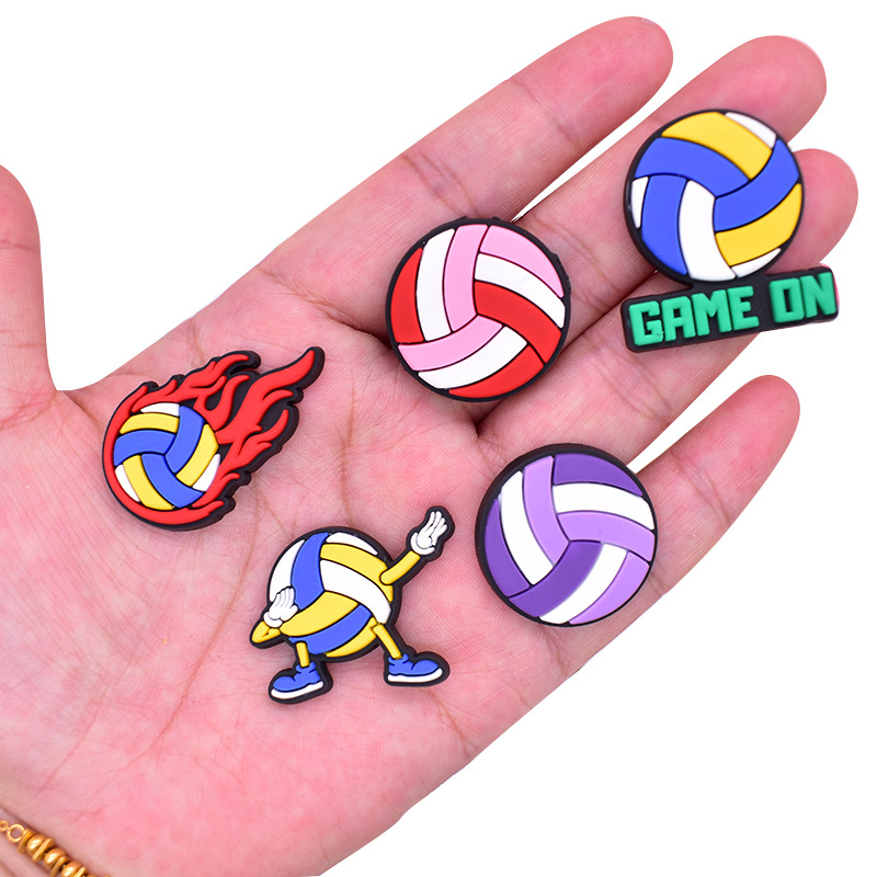 New Volleyball PVC Soft Glue Drip Plastic Detachable Decorative Buckle Hole Shoes Flower Shoe Buckle Cross-Border DIY Accessories in Stock.