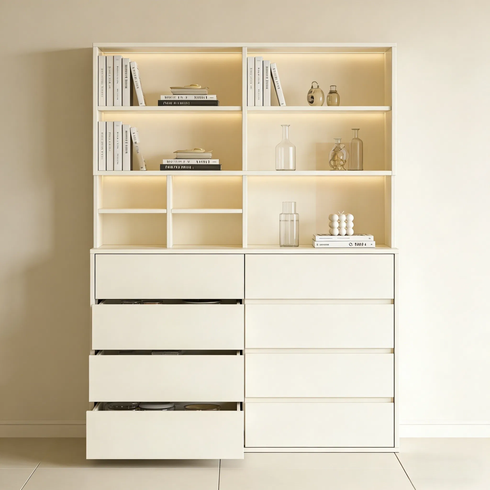 Sliding Door Anbangni Flat Pack / Assembled (Export Standard) Open Shelf Shelving Unit with Doors