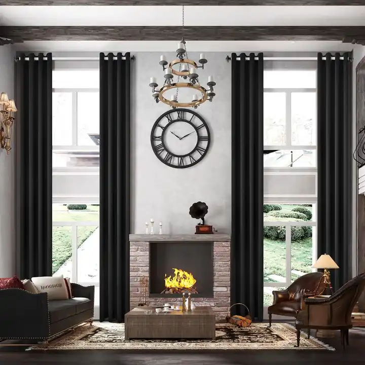 Xinlan Factory Direct Fire Retardant High Ceiling Drapes Hotel Salon Extra Long Curtain for Living Room